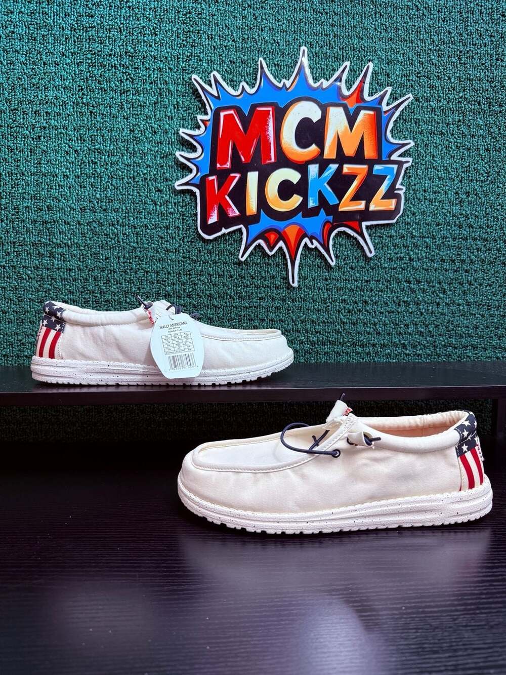 HEYDUDE Wally Americana Off White Canvas Slip-On Loafers